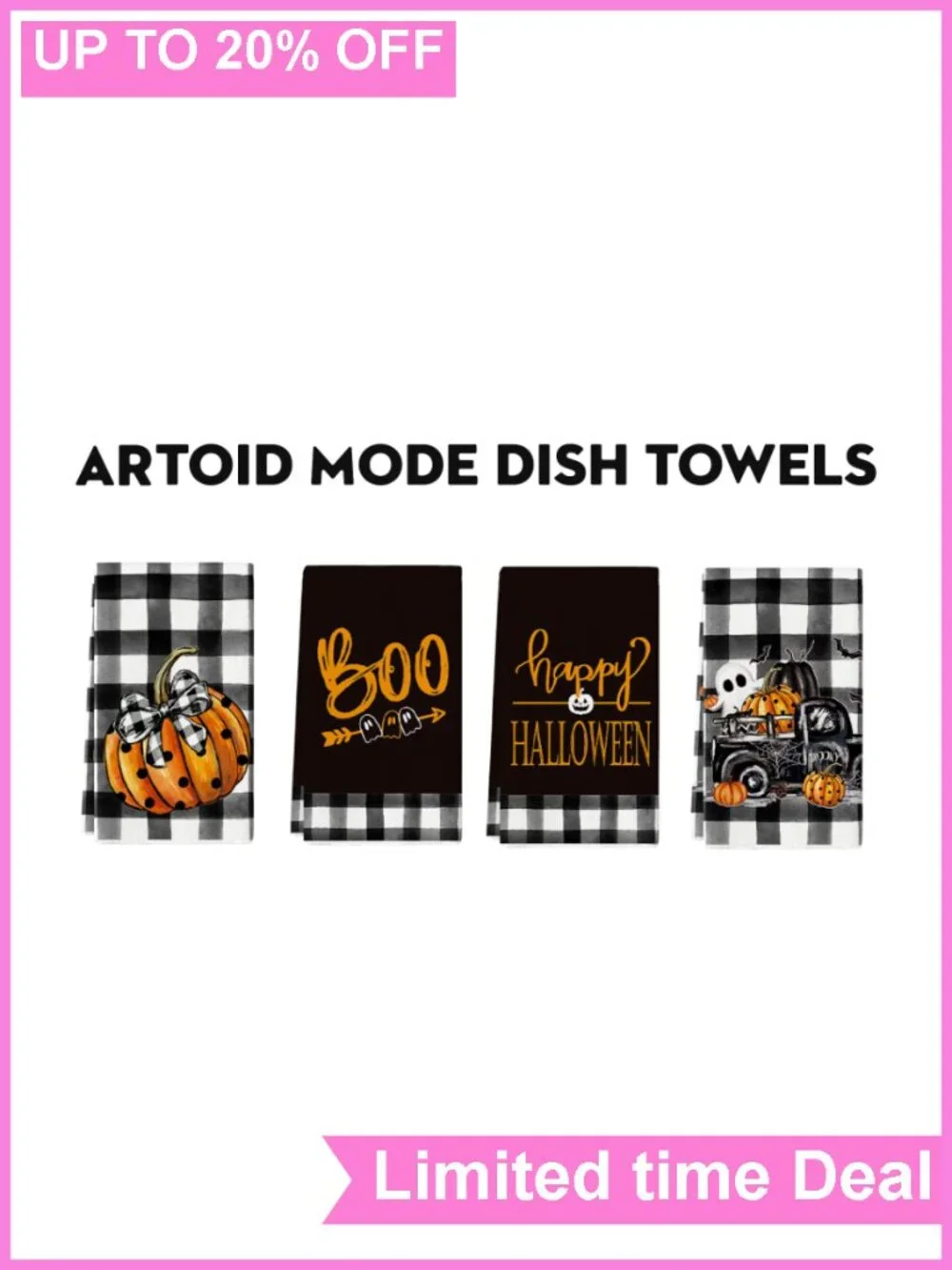 Halloween Kitchen Towels Set of 4 18x26 Inch Absorbent Polyester